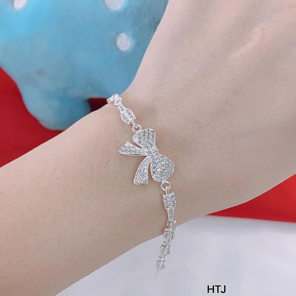 Lắc tay nữ bạc ta cao cấp hình nơ cực đẹp/ Trang sức bạc JQN gian hàng uy tín, chất lượng
