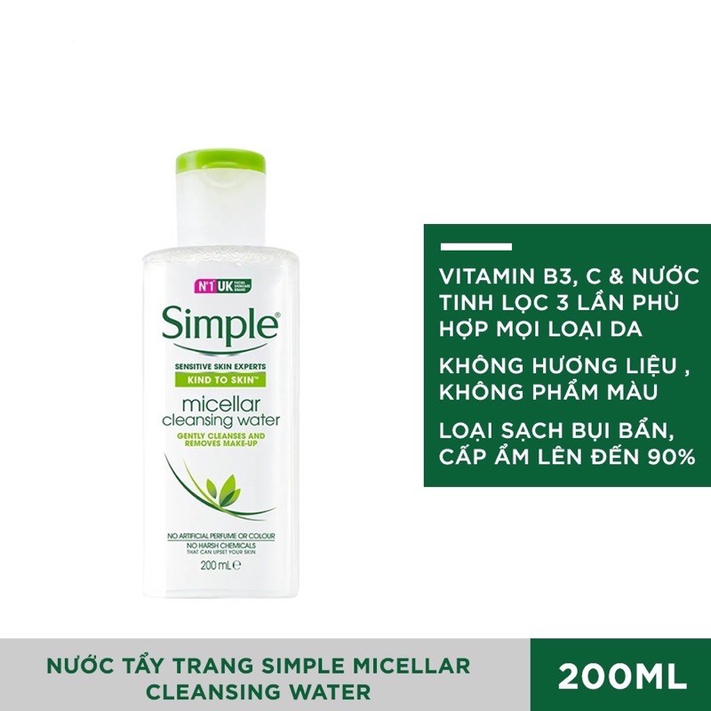 Nước tẩy trang Simple Micellar 200ml