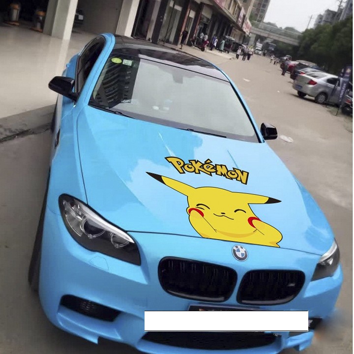 Tem Dán Xe Hơi Hình POKEMON, Dán Nắp Capô, Cánh Cửa Xe