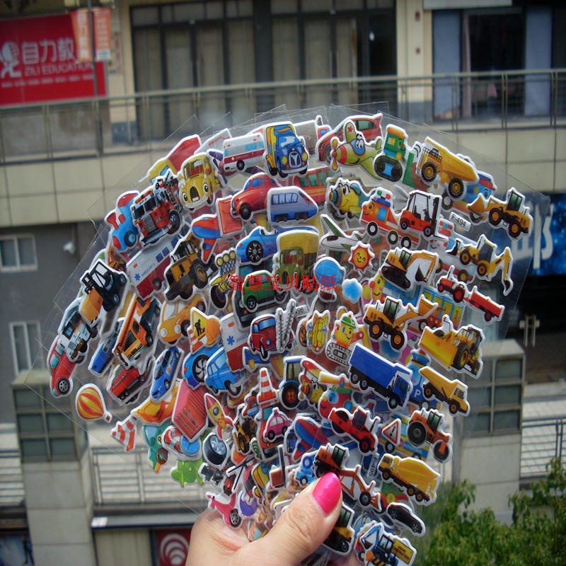 Hình dán sticker cute 3d nổi chống nước công chúa siêu nhân ô tô chữ con vật dễ thương cho bé trai gái
