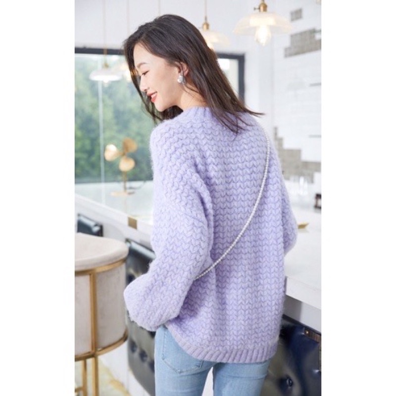 (Size XS phom to) Set áo len mềm mịn kèm túi quai ngọc Vero Moda cao cấp màu tím
