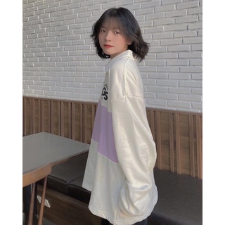Áo Polo Tay Dài Phối Sọc Basic / Purple - by Bubble Gum Studio