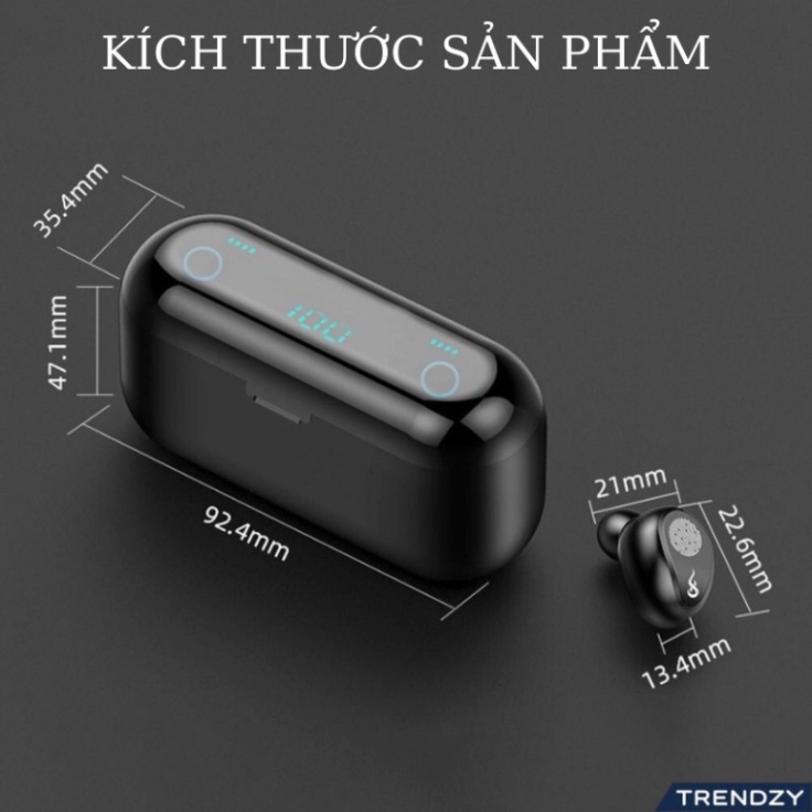 Tai nghe bluetooth AMOI F9 TWS 5.0 bản Quốc tế không dây cảm ứng chống nước IPX5, chống ồn tích hợp sạc dự