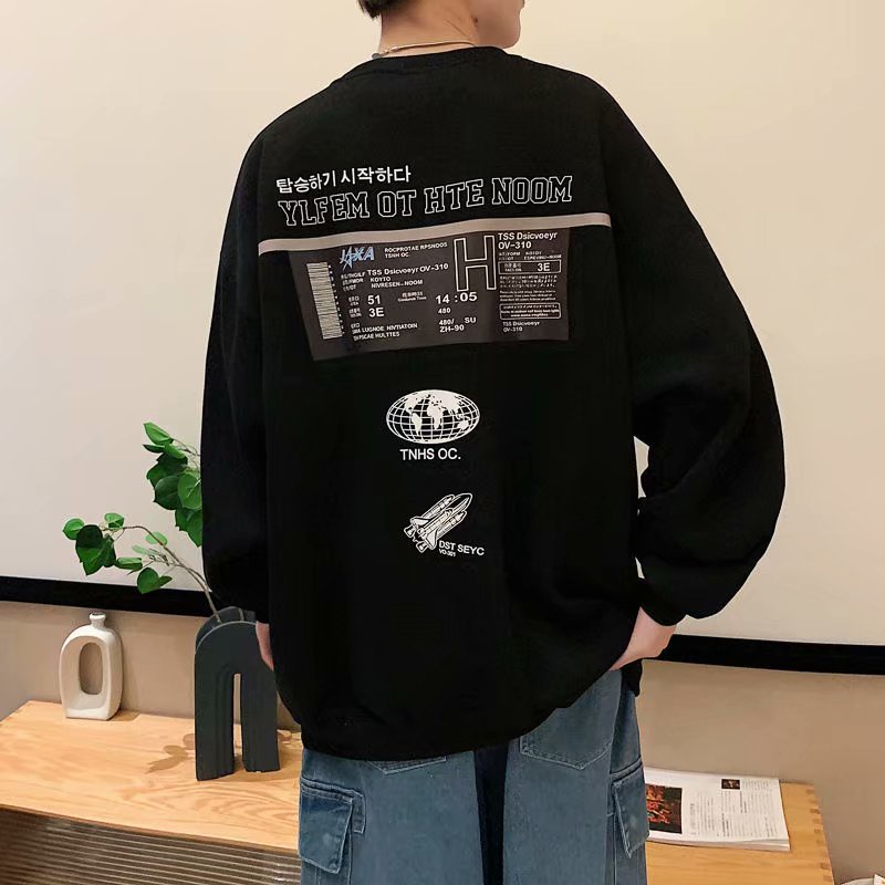 Áo Sweater Cổ Tròn Dáng Rộng In Họa Tiết Sáng Tạo Thời Trang Xuân Thu Mới 2021 Cho Nam Size M-8Xl