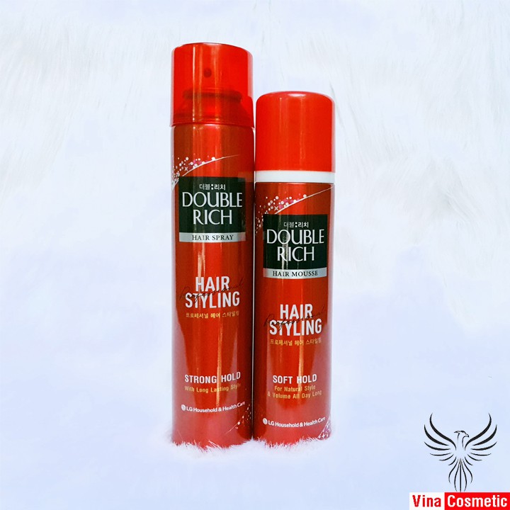 Keo Tạo Kiểu Tóc Double Rich Hair Spray 170ml/ Mousse Tạo Kiểu Tóc Double Rich Hair Spray 150ml