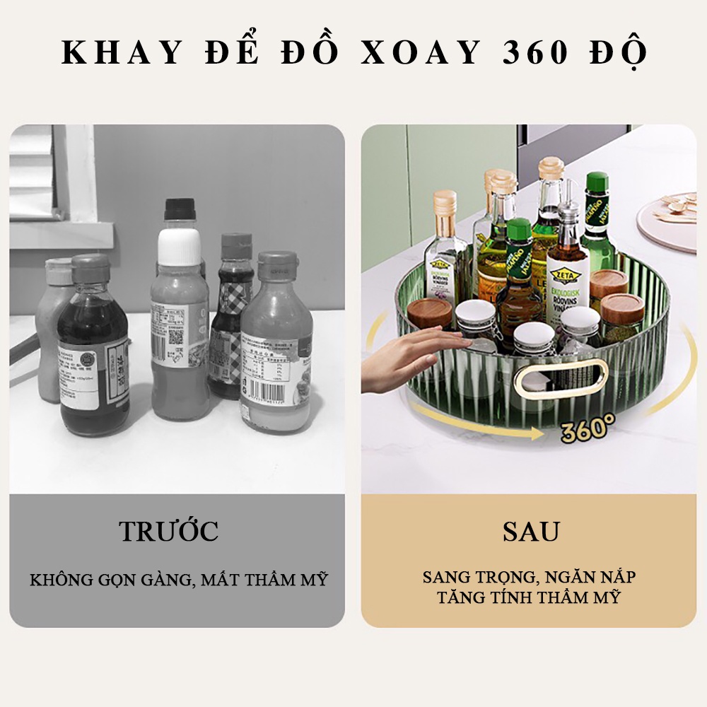 Kệ đựng đồ đa năng, kệ gia vị nhà bếp xoay 360 độ sang trọng tiện lợi - VS347