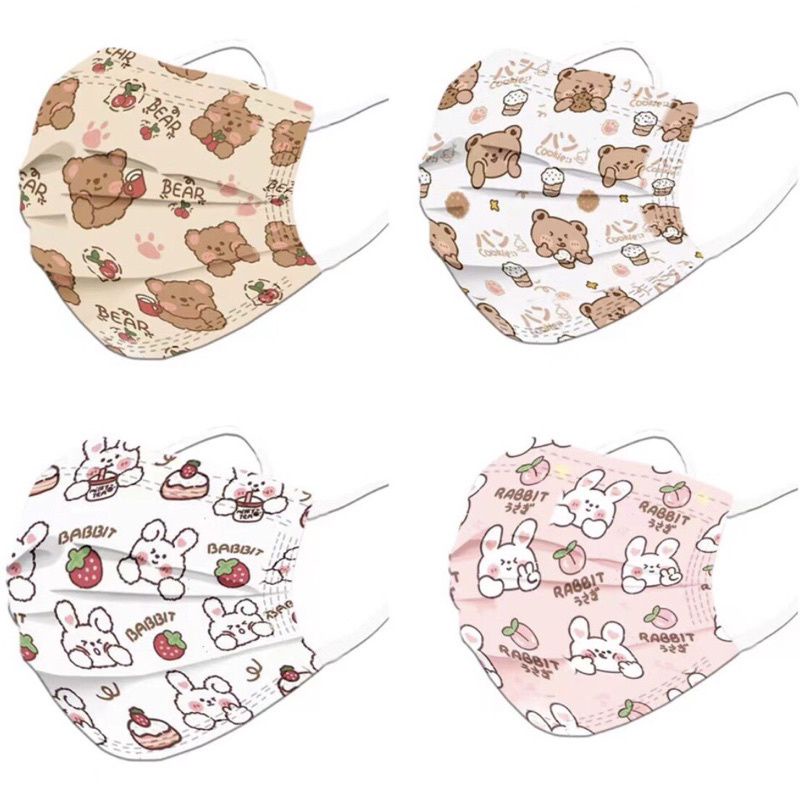 [ Túi 10 Chiếc ] Khẩu Trang Y Tế Hoạ Tiết Siêu Dễ Thương Size Người Lớn