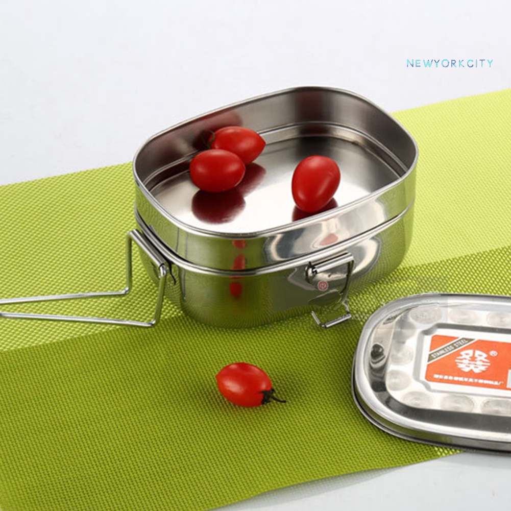 Hộp Đựng Thức Ăn Giữ Nhiệt 2 Tầng Bằng Thép Không Gỉ Ốp