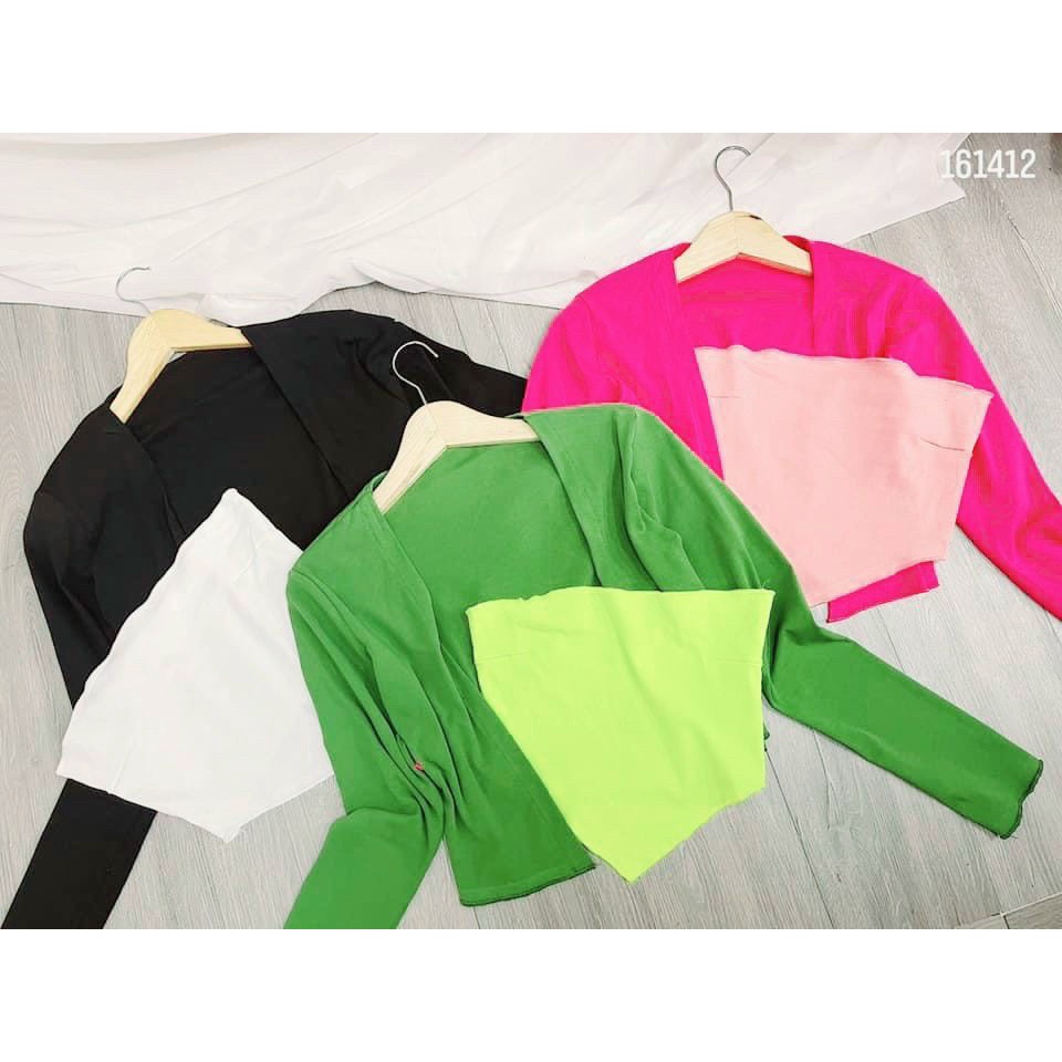 set áo kiểu gồm áo ống nhọn chất bozip kèm áo khoác ngoài chất gân đẹp lnatv