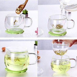 Clear Glass Coffee Tea Cup With Tea Infuser Filter&Lid New