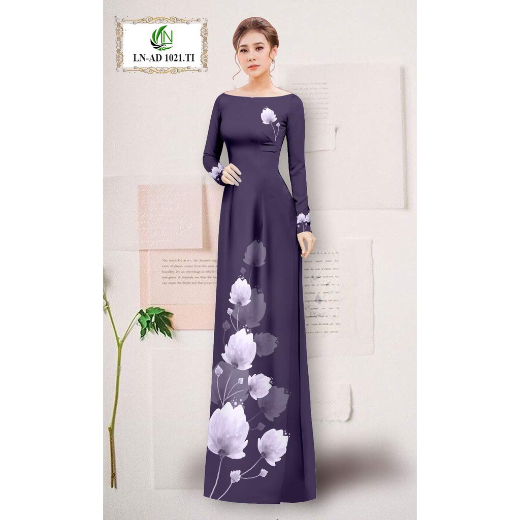 Vải áo dài in 3D họa tiết hoa siêu xinh, vải mềm, hình thật