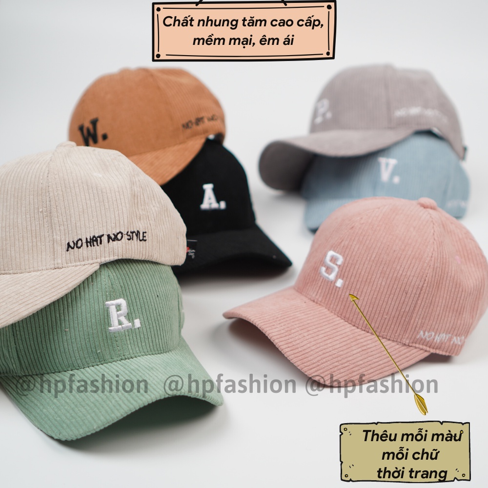 Mũ lưỡi trai ❤️ Nón kết thêu hình nhiều chữ chất nhung tăm cao cấp form unisex nam nữ N50