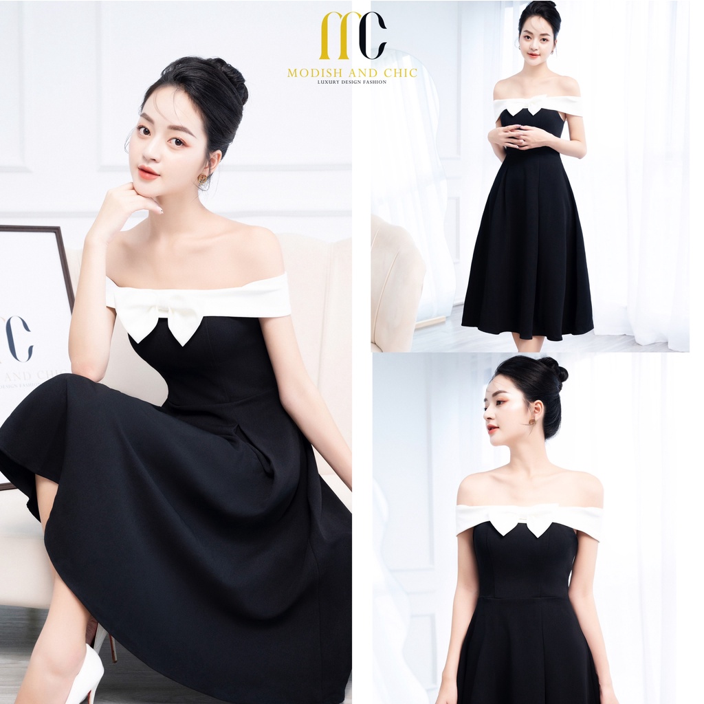 ĐÀM NƠ DỰ TIẾC TRẮNG ĐEN THIẾT KẾ MC Mv155