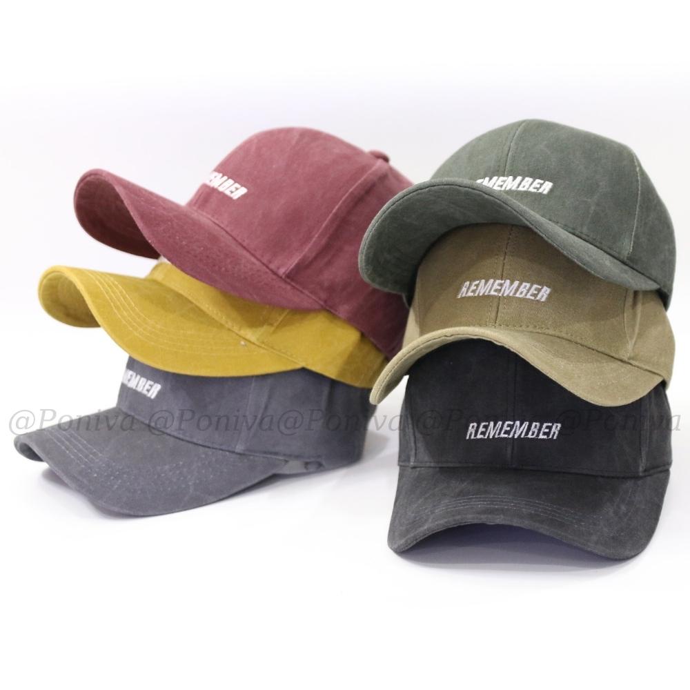 Mũ lưỡi trai ❤️ Nón kết thêu chữ REMEMBER chất kaki  loang cao cấp form unisex nam nữ phong cách Ulzzang PONIVA siêu hot