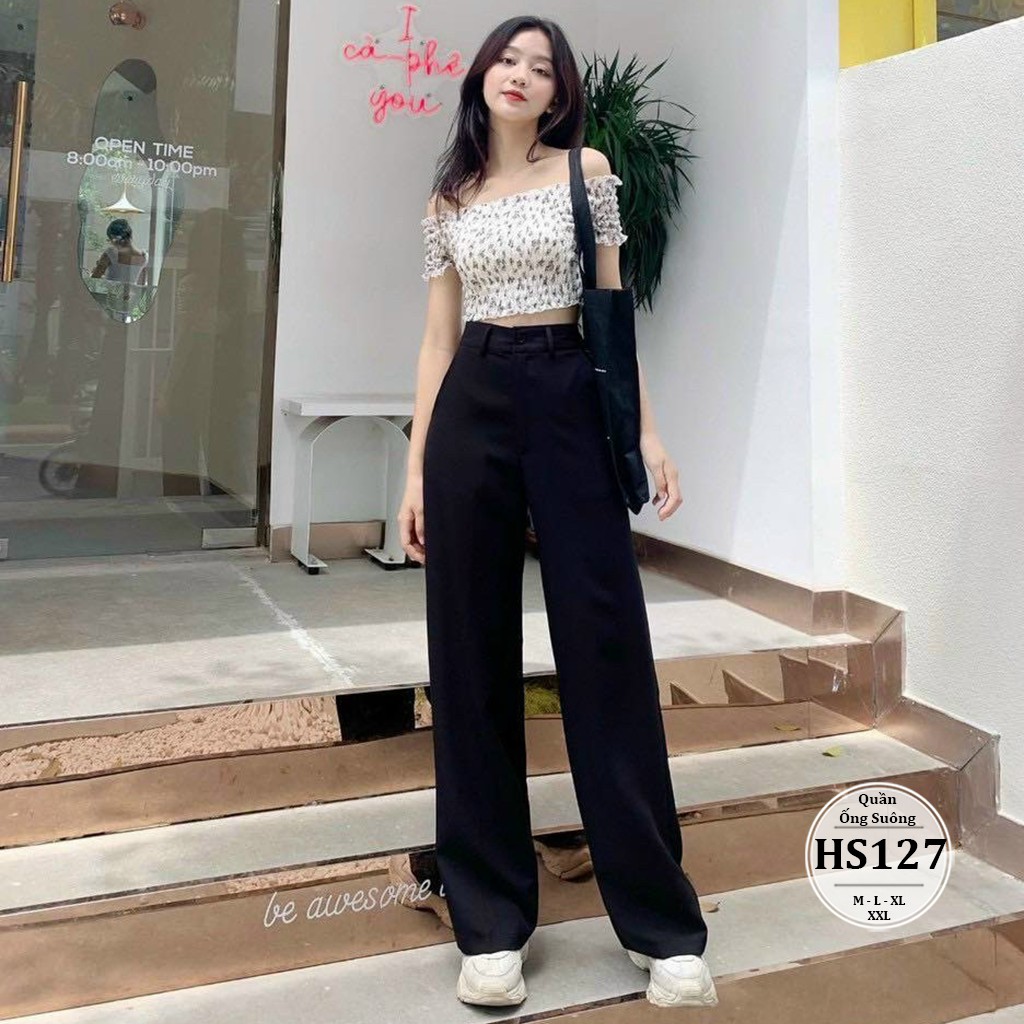 Quần ống suông bigsize 45-90kg lưng cao nữ khóa kéo nút HS127 - Dáng quần tây vải ống rộng bigsize - Size M L XL XXL | BigBuy360 - bigbuy360.vn