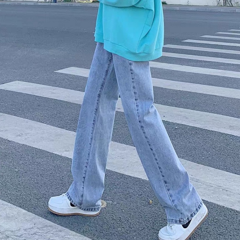 Quần Jeans nữ, Quần Jeans baggy xanh sky ống suông, rộng, hottrend 2021-Trend Clothing!