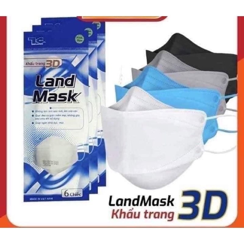 Khẩu trang 3d Land Mask, KG Mask tiêu chuẩn KF94 xuất Hàn gói 6 cái