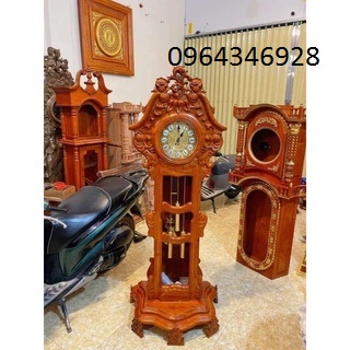 Đồng hồ hoa lá tây kích thước cao 176cm ngang 70 cm gỗ hương đá
