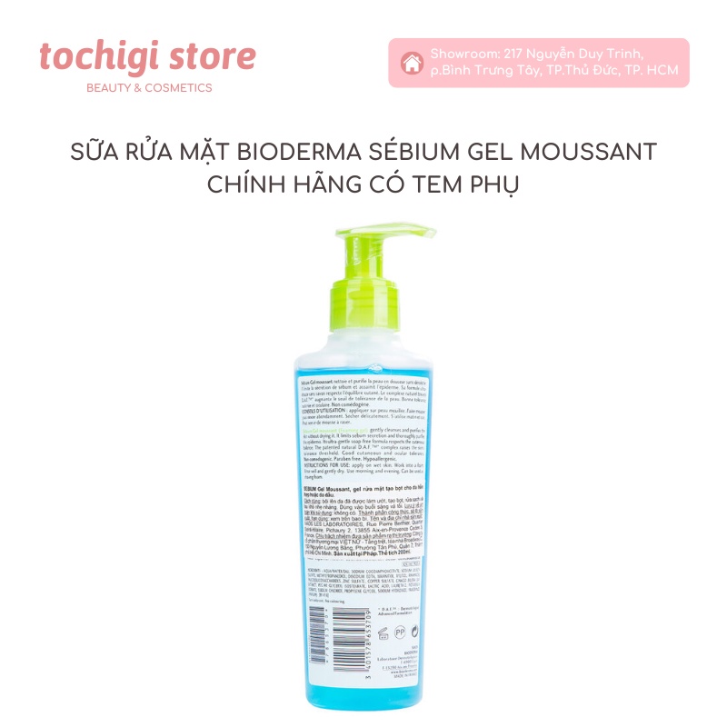 Sữa rửa mặt Bioderma Sebium Gel Moussant tạo bọt cho da hỗn hợp và da dầu