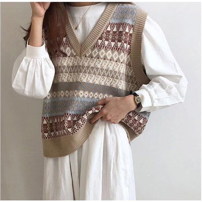 Áo gile len thổ cẩm họa tiết mông cổ, nhập trực tiếp tại Quảng Châu - 080