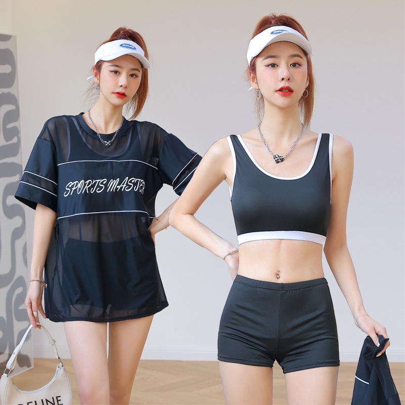 Bộ Đồ Bơi Ba Mảnh Kèm Áo Khoác Thiết Kế Mới Thời Trang Theo Phong Cách Hàn Quốc Dành Cho Nữ