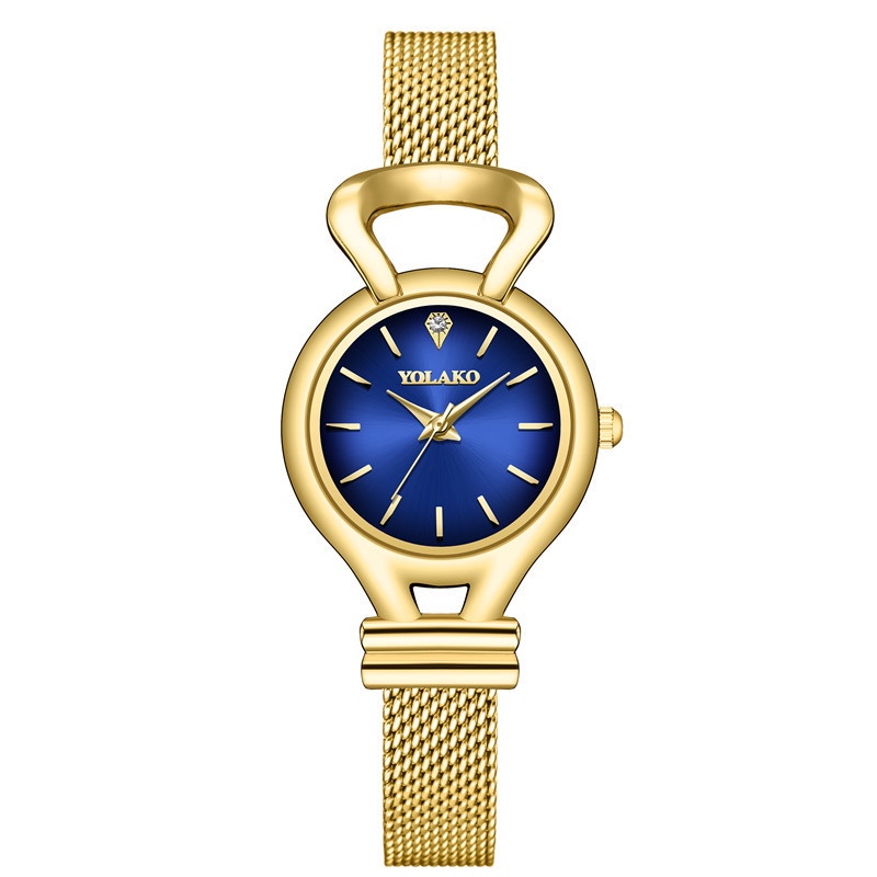 Đồng Hồ Quartz Nữ Dây Lưới Thép Không Gỉ Mạ Vàng Thời Trang