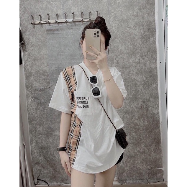 Áo Thun Vintage Unisex Rubystore Phông Ngắn Tay Lỡ Form Rộng Đẹp Cá Tính Phối Kẻ Túi Chữ Nam Nữ Ulzzang Hot