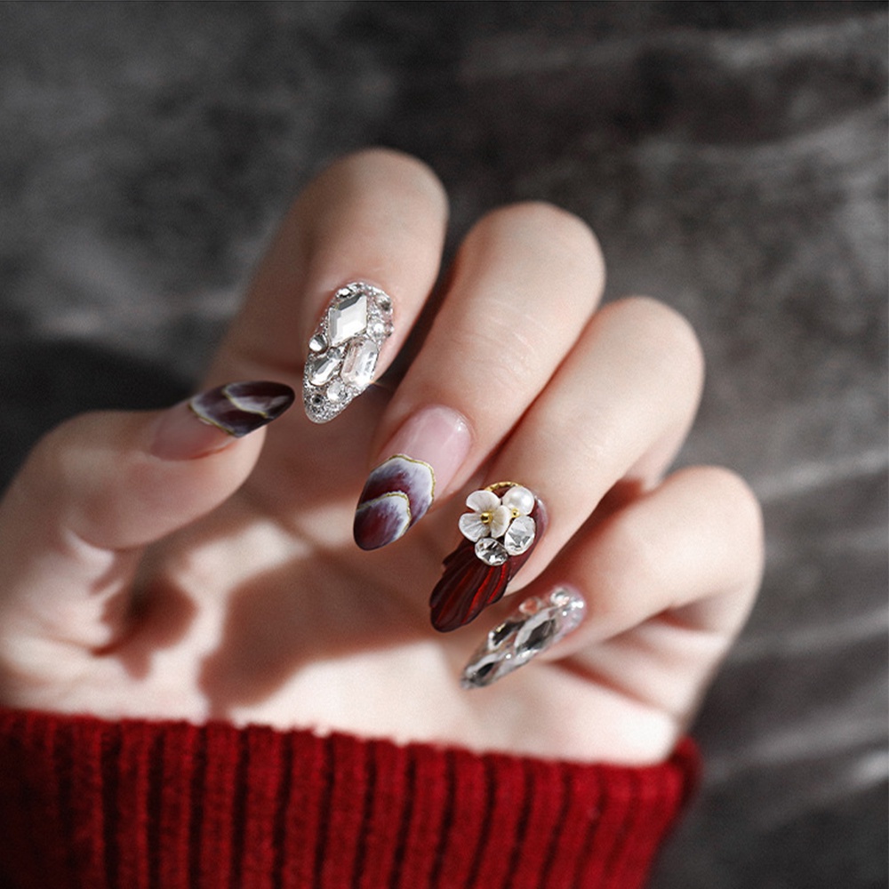 [Hàng mới về] Hộp hạt đá đính trang trí móng nghệ thuật DIY 3D AB đáy phẳng lấp lánh kích thước hỗn hợp nhiều màu sắc