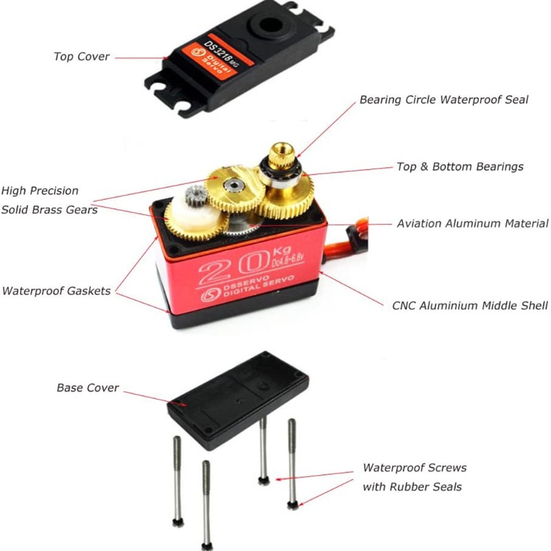 Động Cơ Servo HV 6 8V Bằng Đồng + Nhôm Cho Robot Điều Khiển Từ Xa