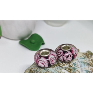 Charm thủy tinh bạc 925 hoa hồng
