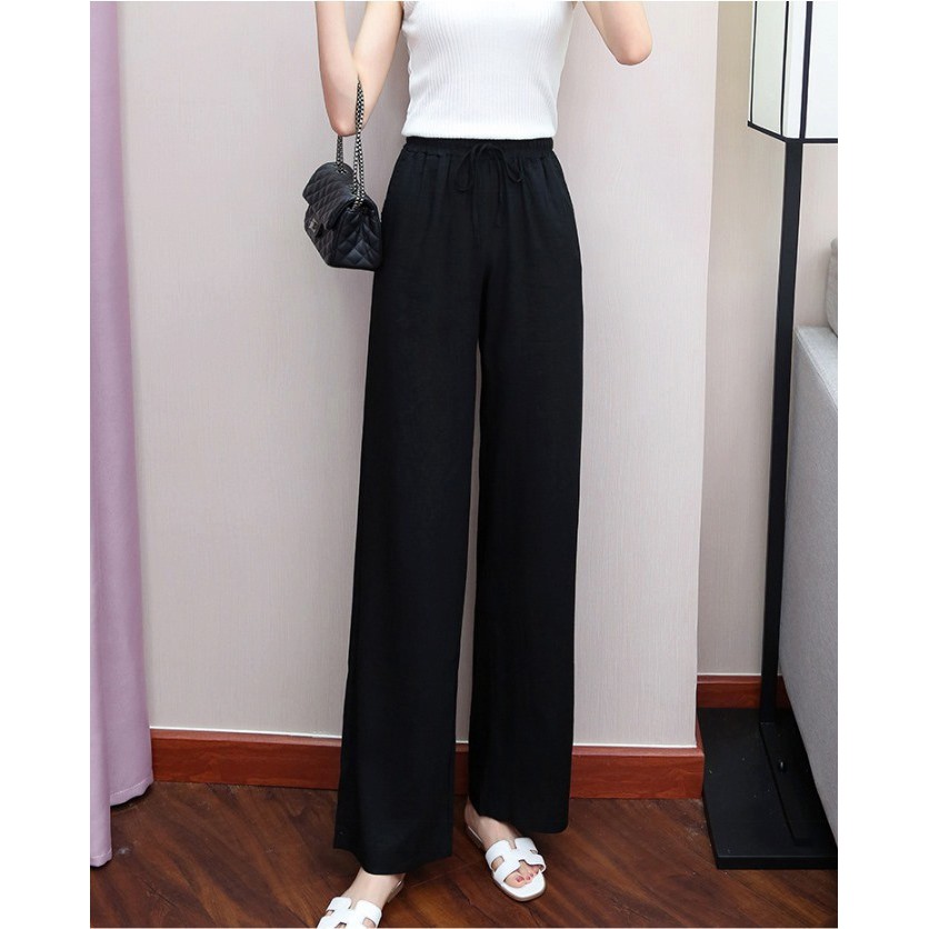 Quần ống Rộng Cạp Chun Kiểu Hàn Quốc Cho Nữ