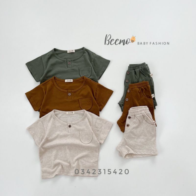 [BEEMO] BỘ COTTON ĐÍNH CÚC 3 MÀU CHO BÉ SIÊU MÁT