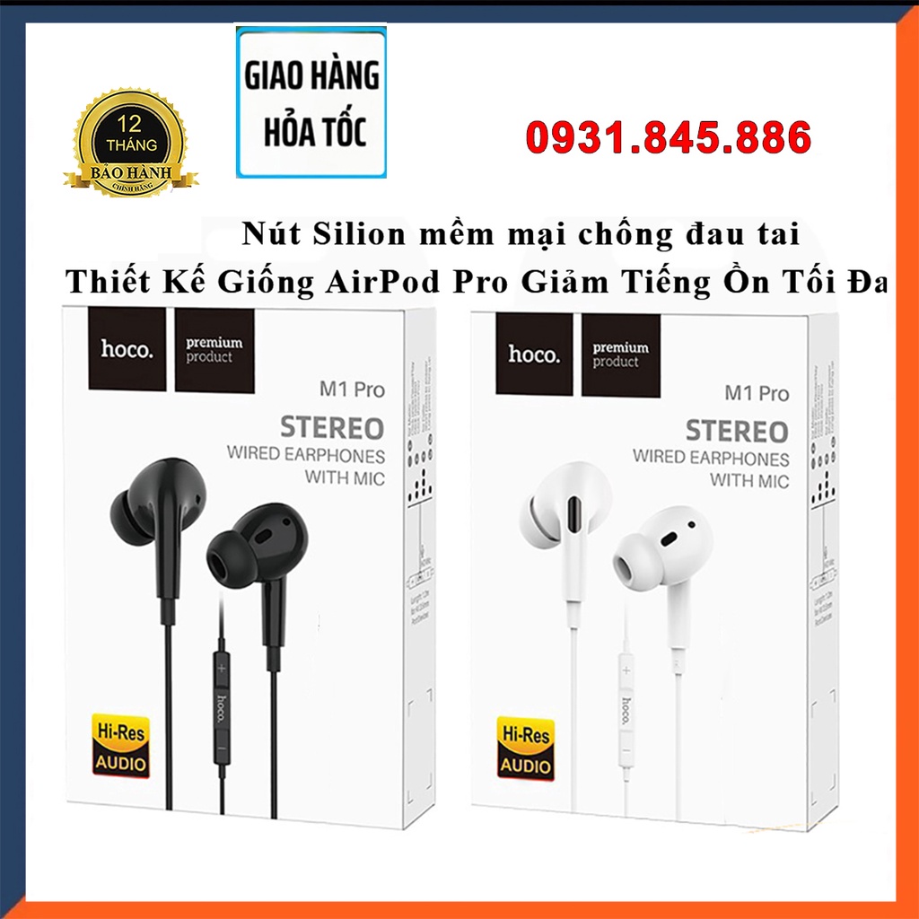 TAI NGHE ÂM THANH HAY HOCO M1 Pro NHÉT TAI DÂY CÓ Mic Thoại JACK 3.5mm cho Điện Thoại IP Android bảo hành 1 năm