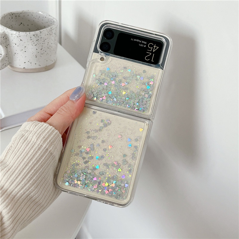 Ốp Điện Thoại Trong Suốt Dạng Lỏng Chống Sốc Họa Tiết Kim Tuyến Nước Cho Samsung Galaxy Z Flip 3 5G Z Flip 3 Zflip3 Z Flip3