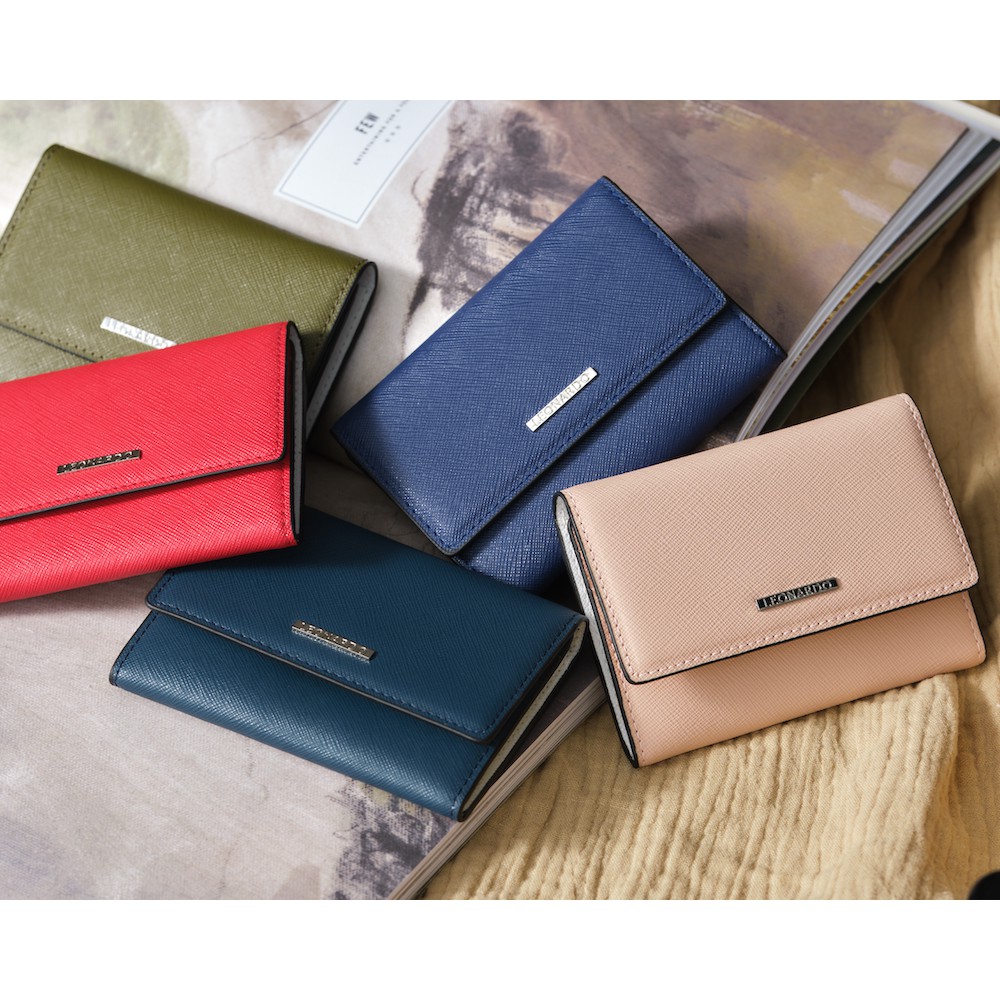 Ví đựng thẻ card holder Kate da Saffiano thương hiệu Leonardo | BigBuy360 - bigbuy360.vn