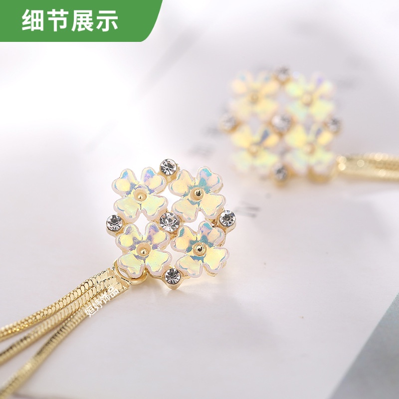 Bông Tai Dài Tua Rua Đính Ngọc Trai Nhân Tạo Phong Cách Hàn Quốc Mới Dành Cho Nữ