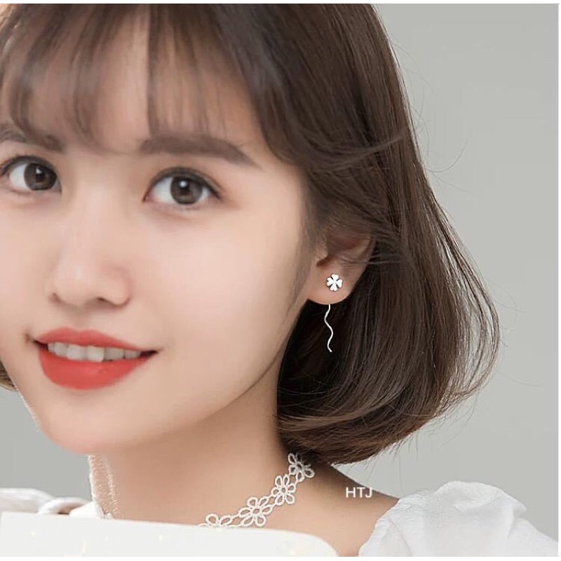 NỤ 4 LÁ DANG DÀI CAO CẤP - BÔNG TAI BẠC NHỎ XINH