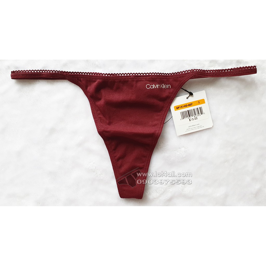 [CHÍNH HÃNG] Quần lót nữ Calvin Klein QP1514O Logo Cotton String Thong Maraschino