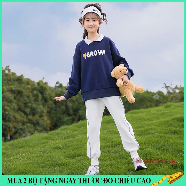 Áo nỉ thu đông dành cho bé gái 14-45kg BROWN sang chảnh cá tính, chất dày dặn,ấm áp có 3 màu lựa chọn.BROWN68