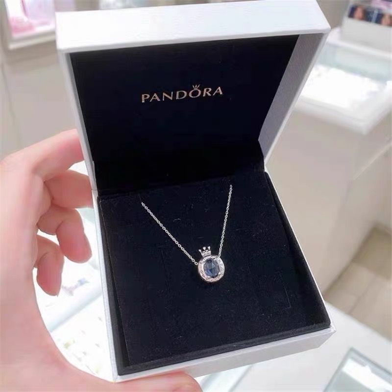 Vòng cổ Pandora Mạ Bạc 925 Mặt Hình Vương Miện Đính Đá Zircon Thời Trang Cho Nữ