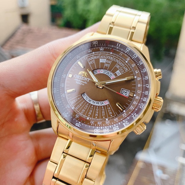 Đồng hồ nam Orient Perpetual Calendar FEU07003TX Gold, máy Automatic, lịch vạn niên, lịch ngày giờ, mạ vàng PVD, 44mm