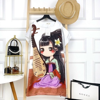 Váy Ngủ Lụa Suông in hình siêu cute