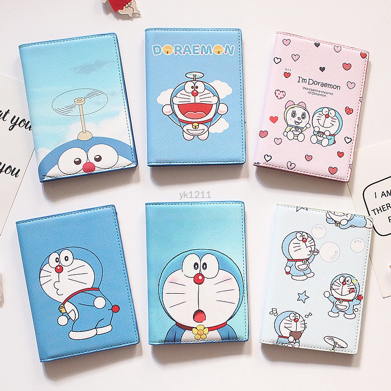 Doraemon Túi Đựng Hộ Chiếu / Vé / Hộ Chiếu Họa Tiết Hoạt Hình Đơn Giản Giá Đỡ