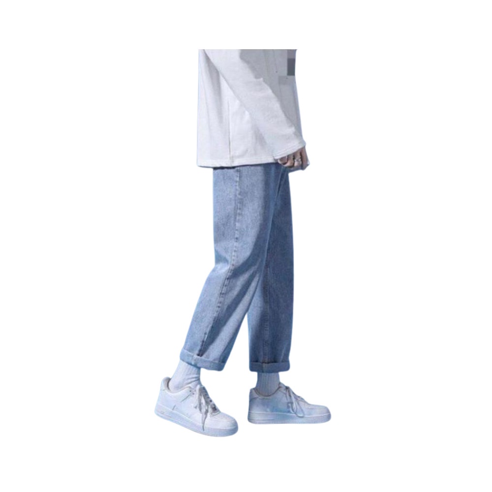 Quần Jeans Baggy Màu Xanh Nhạt Ống Xuông Dành Cho Nam Và Nữ Hàn Quốc Năm Nay Unisex JEAGOVN