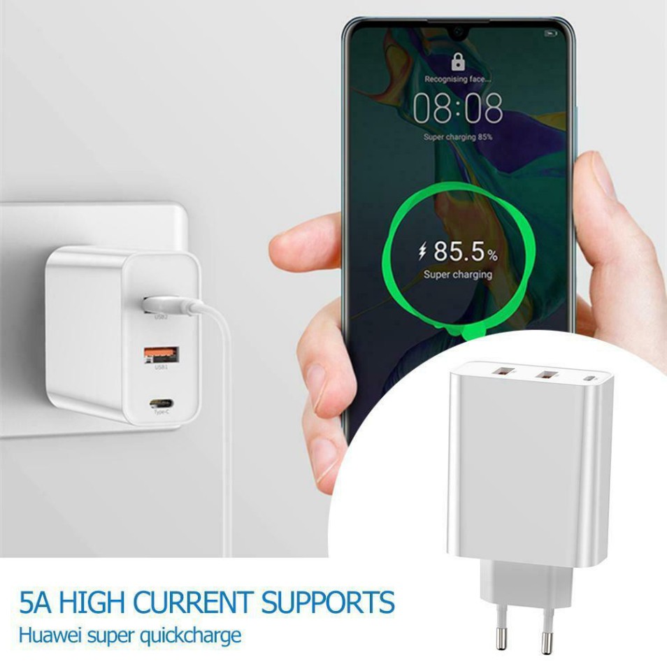 Củ sạc nhanh Basesu PSS 60W , chuẩn sạc Q.C 4.0/3.0 và PD hỗ trợ sạc nhanh cho iPhone 8/X/XR/Xs Max, Samsung, Laptop