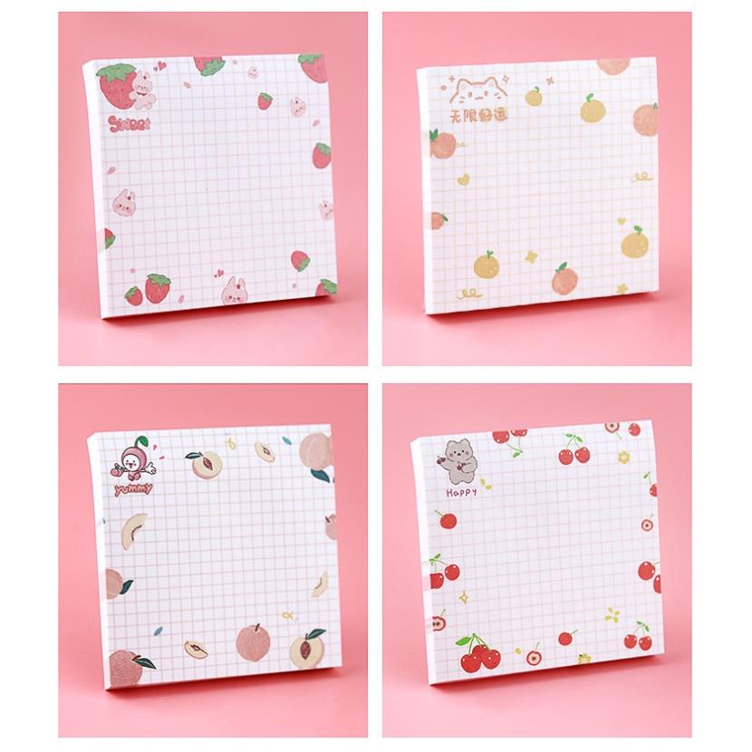 Giấy ghi chú SOLANO giấy note ghi nhớ 80 tờ 80 x 80 mm kẻ caro họa tiết hoạt hình SSN-001406