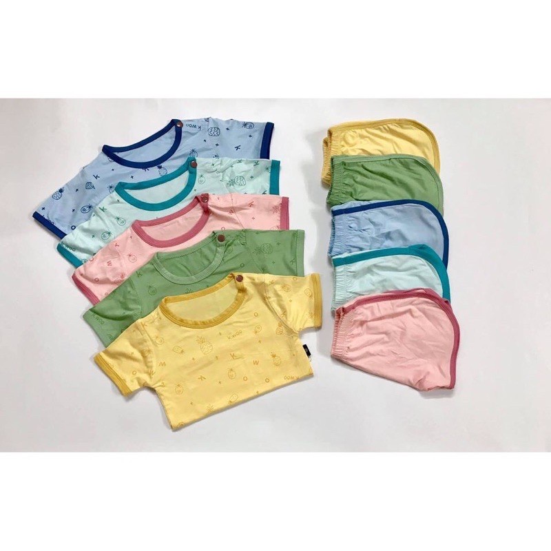Bộ cộc tay /ba lỗ quả dứa/thơm Kwoo thun lạnh mềm mát cho bé 5-17kg
