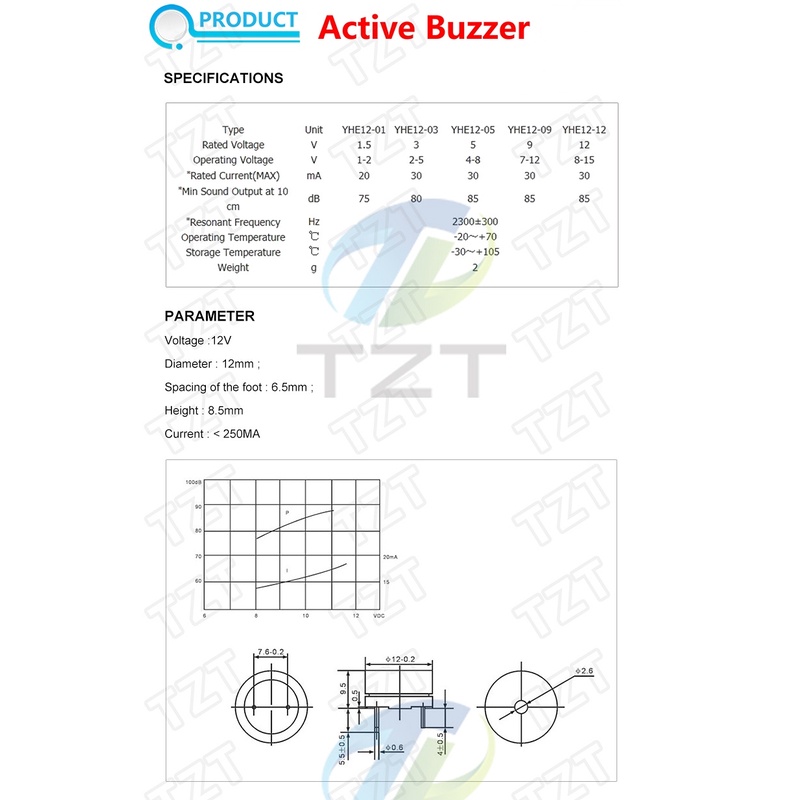 Bộ 10 Còi Báo Động Từ Tính 3V 5V 12V 12*9.5mm Buzzer Cho Arduino Mini Plug Speaker