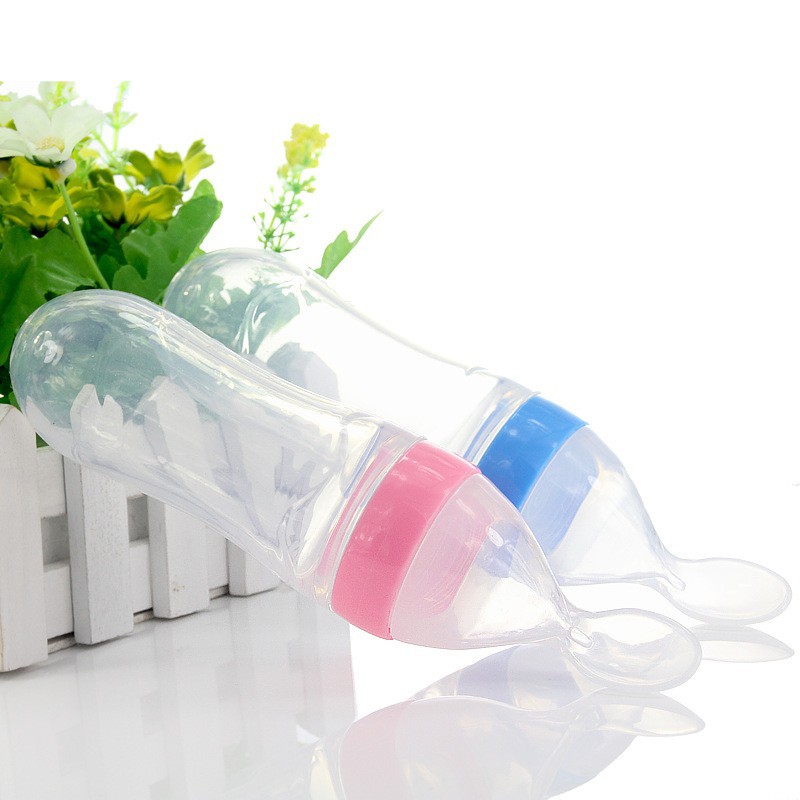 Bình Tập Ăn Bằng Silicone Kèm Muỗng Tiện Lợi Dành Cho Trẻ