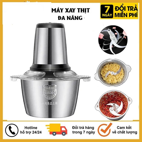 [ 𝑯𝑨̀𝑵𝑮 𝑪𝑨𝑶 𝑪𝑨̂́𝑷 ] Máy xay thịt đa năng cối Inox 304 dung tích 2L 4 lưỡi dao bằng thép sinh tố tỏi tiêu thức ăn